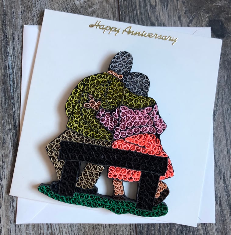 Handmade quilled Anniversary Card
