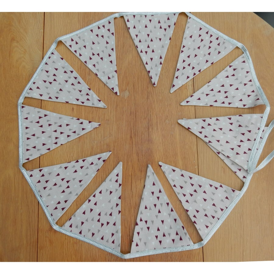 Bunting hearts silver or ruby anniversary