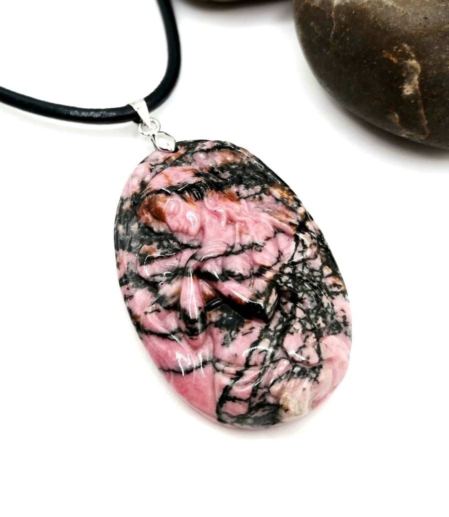 Rhodochrosite Angel Necklace 