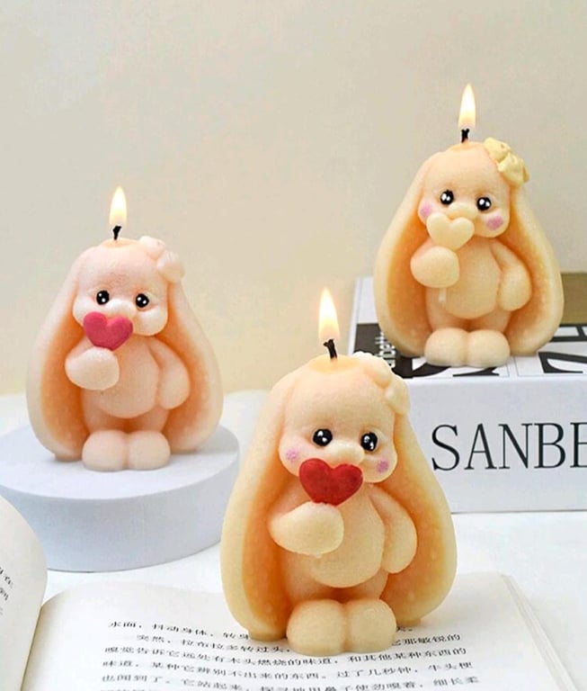 Bunny ear soy wax handmade candle: nursery decorations