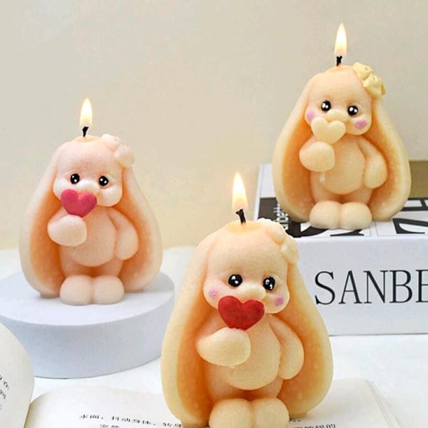 Bunny ear soy wax handmade candle: nursery decorations