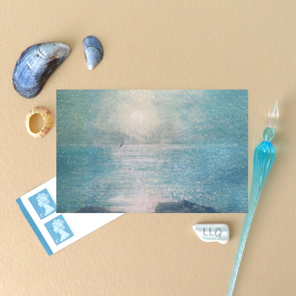 Cello free sailing by the light of the moon blank greeting card