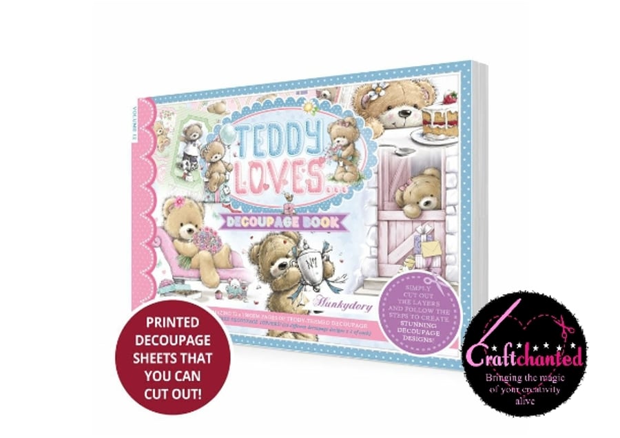 Hunkydory - Decoupage Book - Volume 12 - Teddy Loves - 150gsm - 72 Sheets