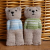 Handmade knitted pair of pocket dolls - bears