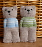 Handmade knitted pair of pocket dolls - bears