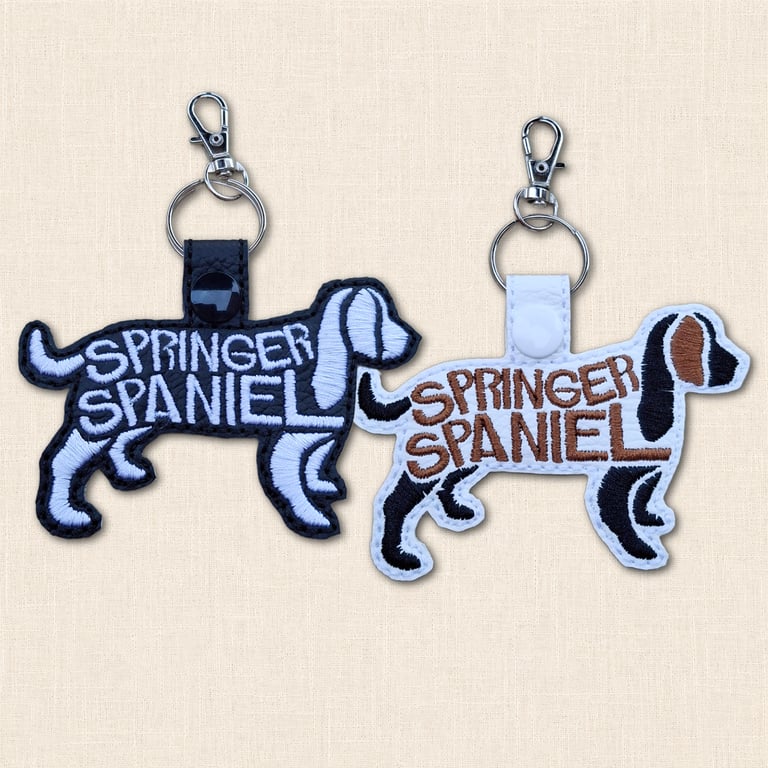 Springer Spaniel Keyring - Dog Silhouette Word Art Accessory