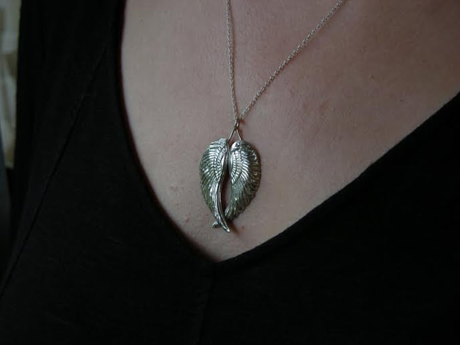 Angel Wings Silver Necklace Large