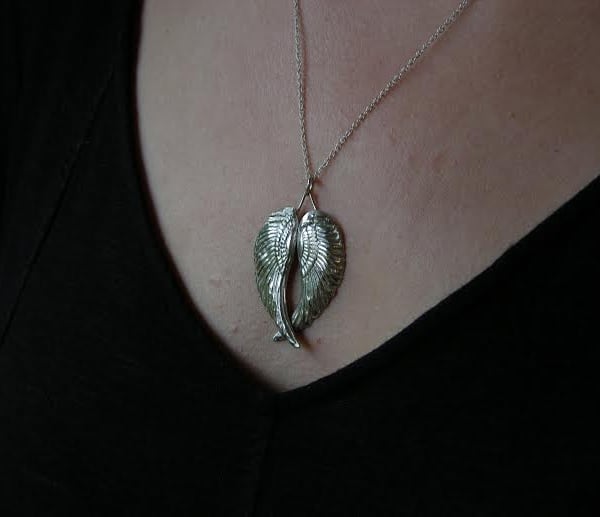 Angel Wings Silver Necklace Large