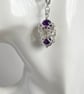 Sterling Silver Amethyst Ladies Dangle Drop Ornate Chainmaille Earrings - Image 2