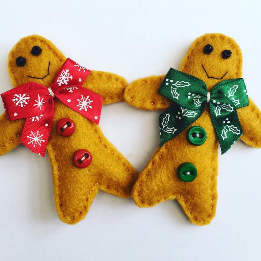 Christmas Xmas Felt Gingerbread Man handmade brooch