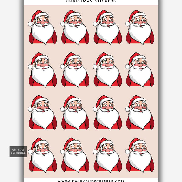 Funny Christmas Sticker Sheet - Santa Claus