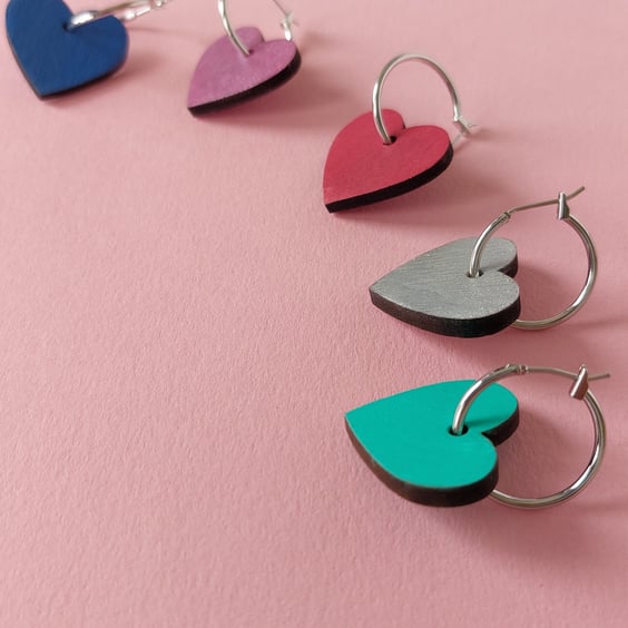 Heart Hoops in painted wood