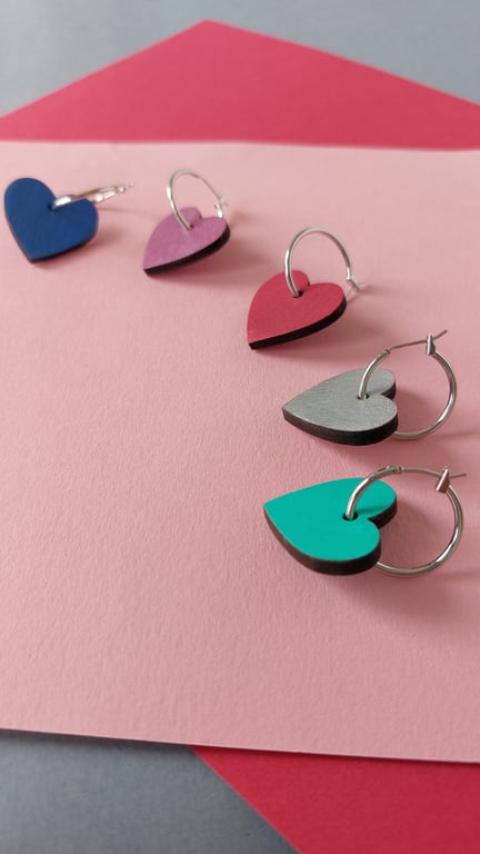 Heart Hoops in painted wood