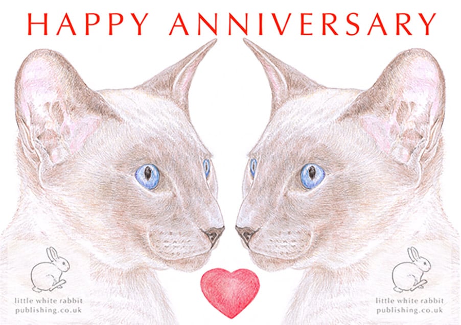 Siamese Cats - Anniversary Card