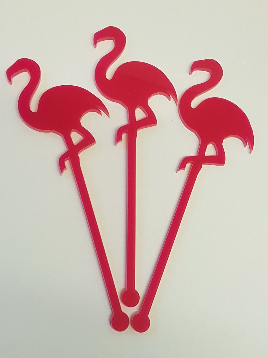 Flamingo Cocktail Stirrer Swizzle Stick x 3