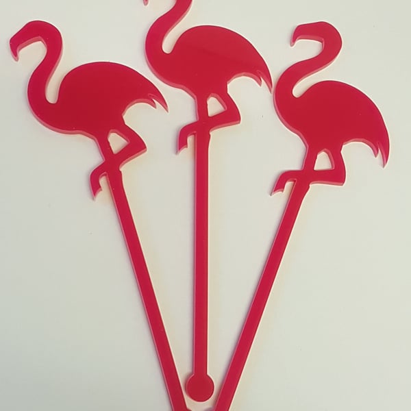 Flamingo Cocktail Stirrer Swizzle Stick x 3