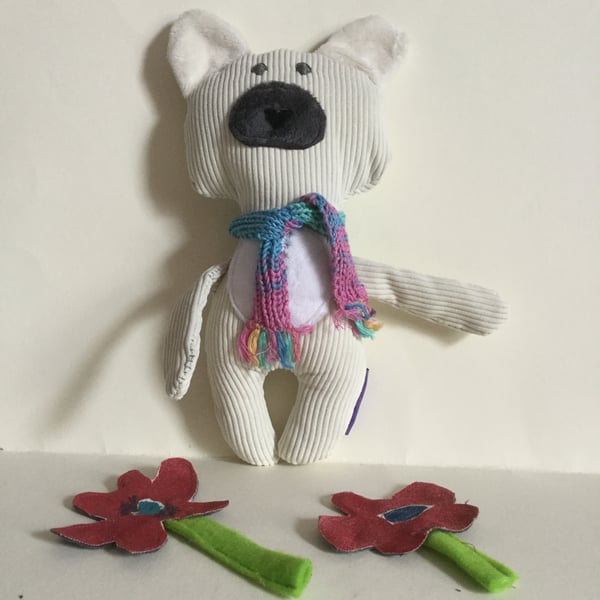  Polar Bear With Scarf, Handmade Plushie Polar Bear with Knitted Scarf, Nursery 