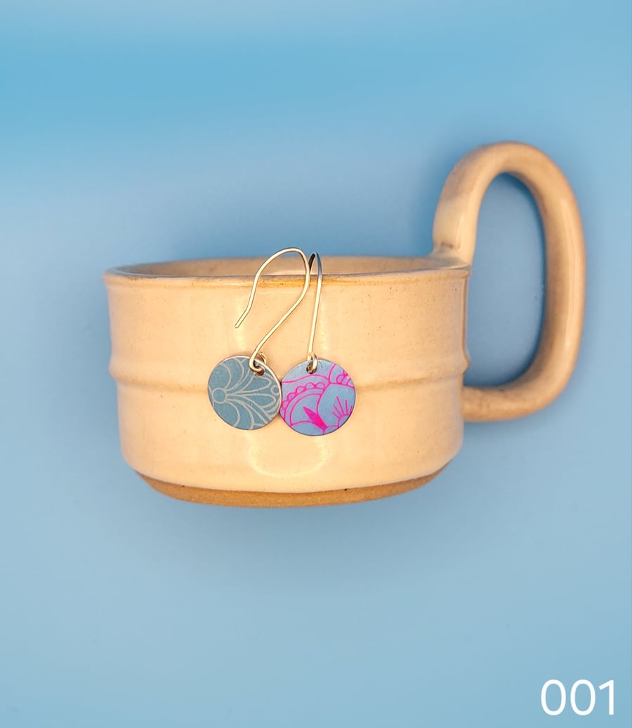 Handmade Aluminium and Silver Reversible Earrings - 001