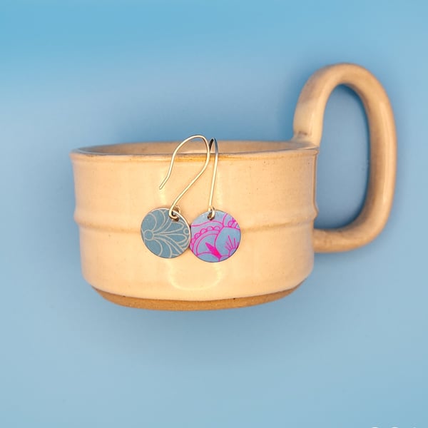 Handmade Aluminium and Silver Reversible Earrings - 001