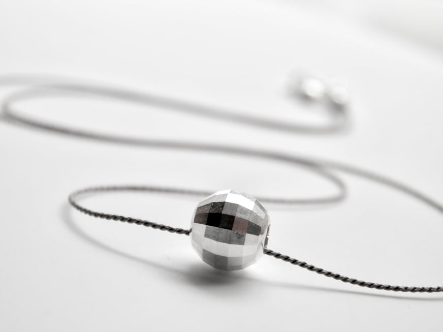 Minimalist Sterling Silver Necklace on Silk