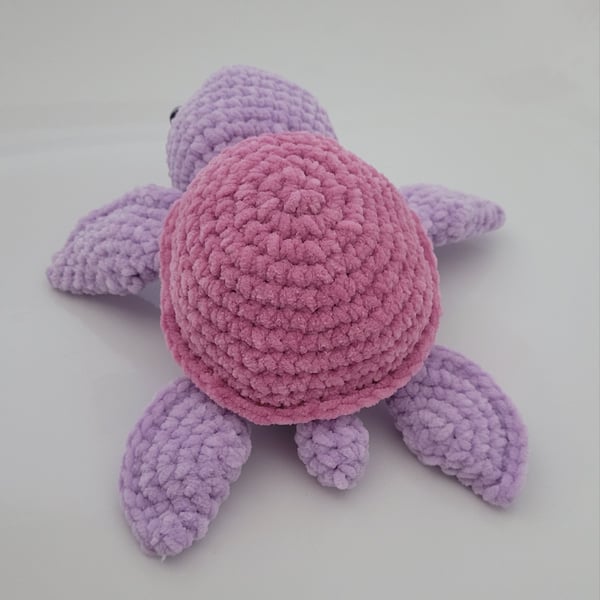 Crocheted sea turtle pink, purple