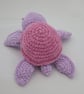 Crocheted sea turtle pink, purple