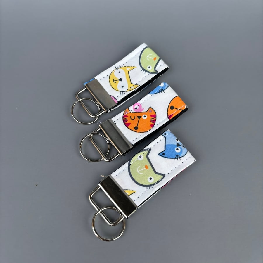 Colourful cat keychain. Hedgehog keyring. Hedgehog key fob.