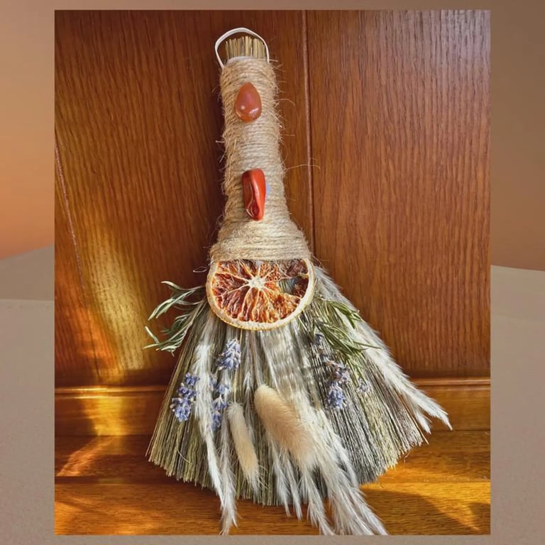 Altar Besom Broom Crystal Gemstone Wiccan Pagan Altar Decor Witch Witchy Gothic
