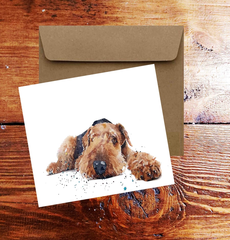 Airedale Terrier Square Greeting Card-Airedale Terrier cards,Airedale Terrier ca