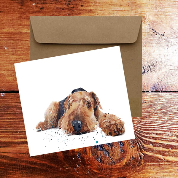 Airedale Terrier Square Greeting Card-Airedale Terrier cards,Airedale Terrier ca