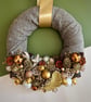 Luxury gold fabric Christmas wreath tweed floral wall hanging mantel piece - Image 1