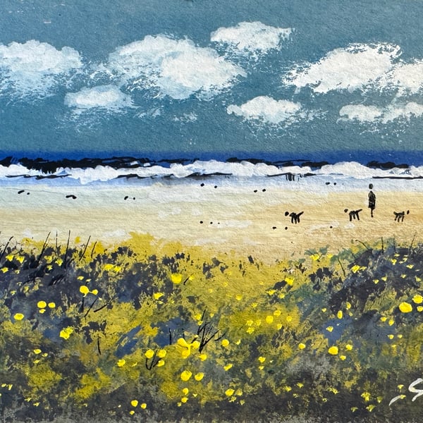 Original Aceo Painting ‘ Silver Sands ‘by Stephen Allen 