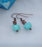 Turquoise heart copper earrings - Image 2