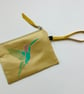 Yellow Hummingbird Duchess Satin zip-up pouch