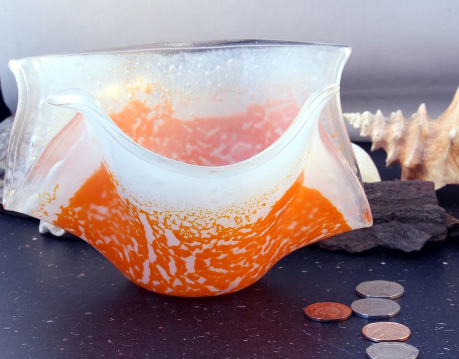 Decorative Orange and white shaped bowl Seconds Sunday