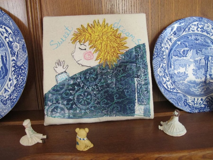 Sweet Dreams -  Free style embroidery - Gift for the nursery