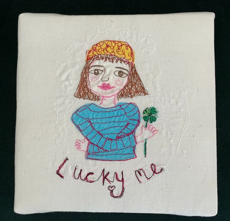 Miss Shamrock.  Free Style Embroidery - Mixed media