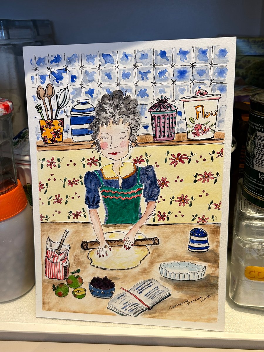 Saturday Morning Home Baking. -   Original watercolour and ink drawing 