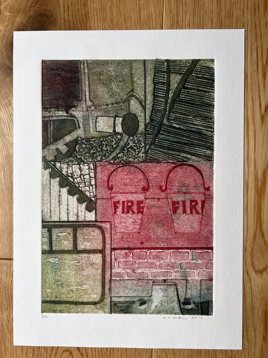 Industrial Railway Patchwork -   Original Collagraph Print 