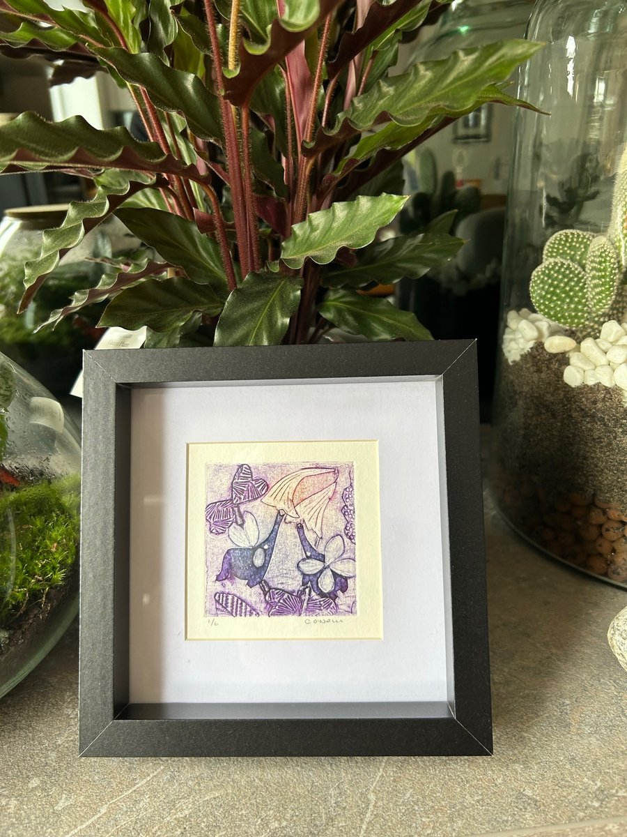 Mini Midnight Garden  edition 5.6 - original handmade print