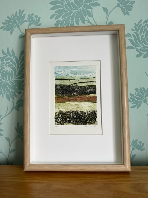 Far Reaching View - Collagraph Print - Yorkshire Landscape Art