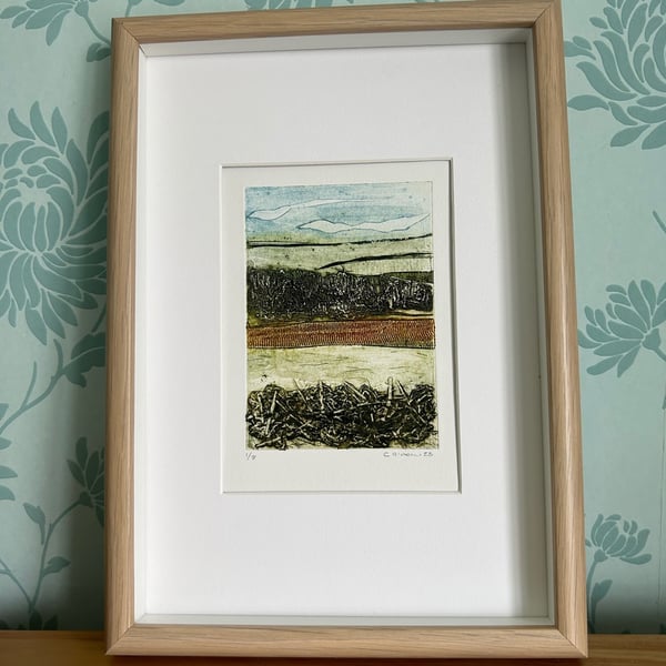 Far Reaching View - Collagraph Print - Yorkshire Landscape Art