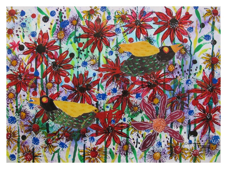Garden Chorus - Mixed Media Original Artwork 