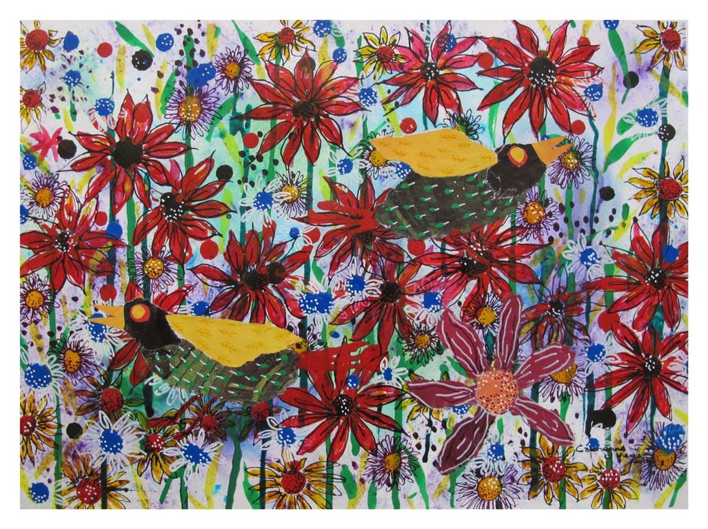 Garden Chorus - Mixed Media Original Artwork 