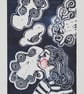 Head in the Clouds - Lino Print   Handmade Print - Image 1