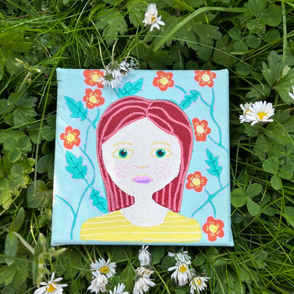 Ginny  in a Lemon jumper - Original Painting.  - small artwork