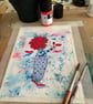 The Little Artist - Original Acrylic Gouache Painting - Image 2