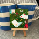 Windy washing day  - Original Painting - Small Christmas Gift