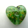 green lampwork heart bead