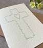 Hand-drawn leaf garland cross card, blank inside, christening, baptism, Easter - Image 2